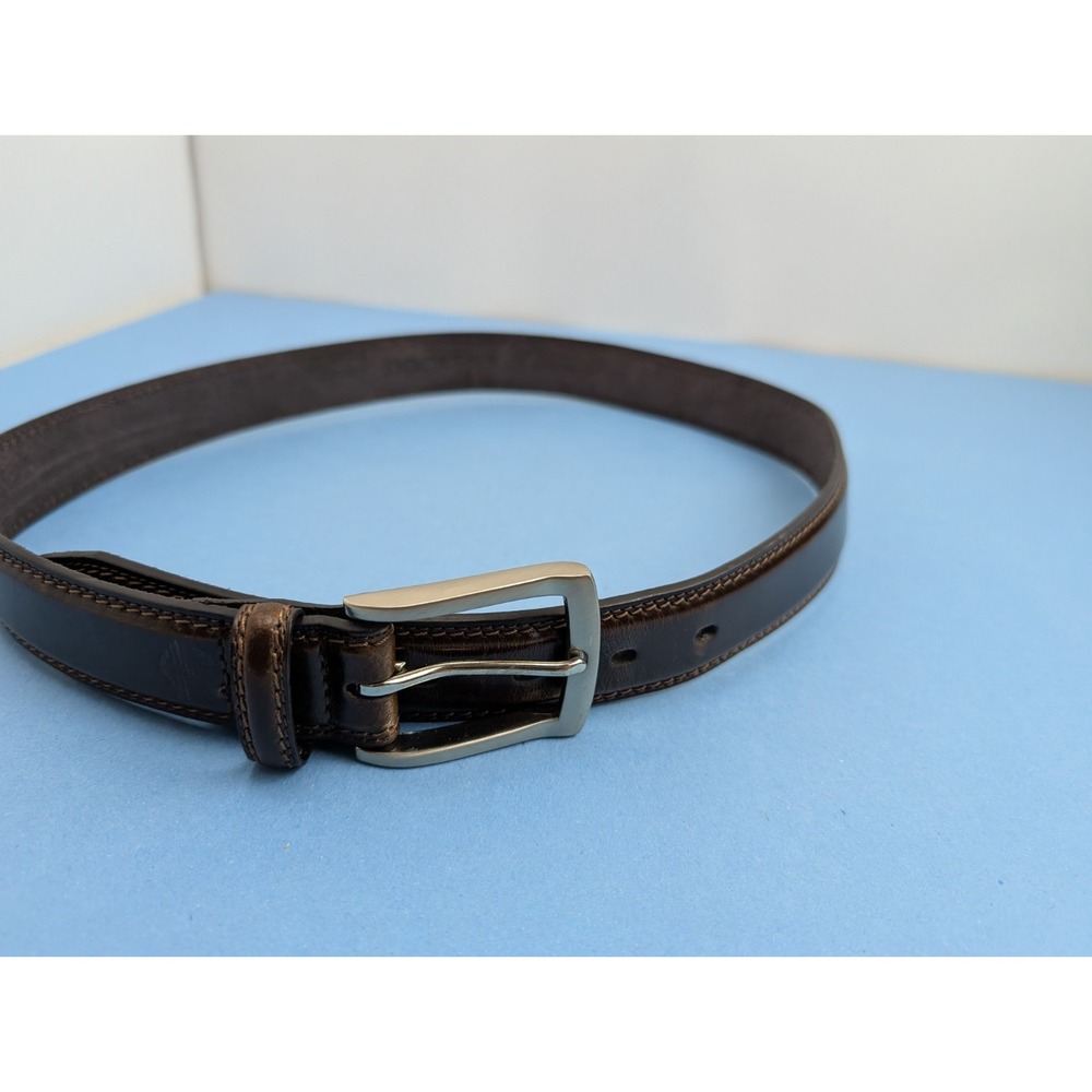 Dockers Mens Brown Leather Belt Size 34 Silver Tone Buckle Casual Dress Belt